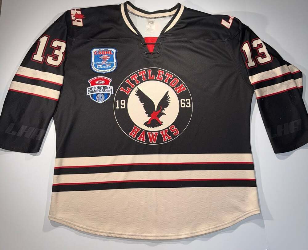 OT Sports Littleton Hawks Ice Hockey Jersey #13 CSDHL 2019 National Champions